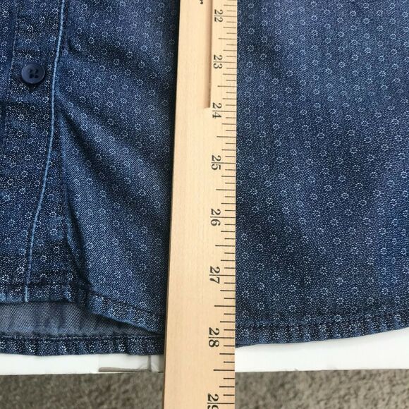 Coldwater Creek Top Womens Medium Blue Floral Chambray Button Up 3/4 Sleeve - Picture 11 of 12